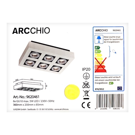 Arcchio - Kohtvalgusti VINCE 6xGU10/10W/230V
