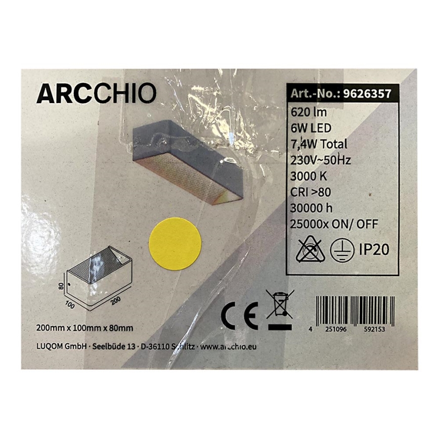 Arcchio - LED Seinavalgusti KARAM LED/6W/230V