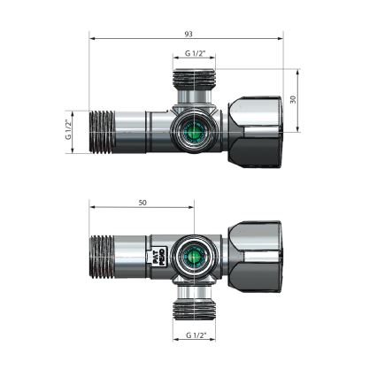 Arco - ARCO nurkne kombineeritud ventiil, läikiv kroom
