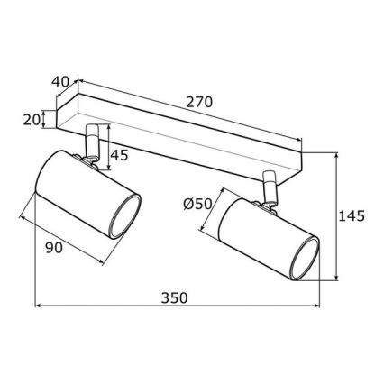 Argon 0891 - Kohtvalgusti LAGOS 2xGU10/5W/230V must/messing