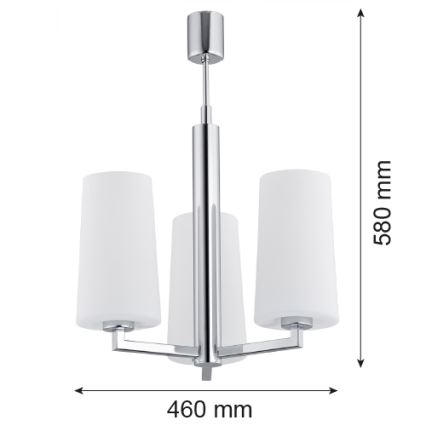 Argon 1224 - Lühter CAMELOT 3xE27/15W/230V läikiv kroom