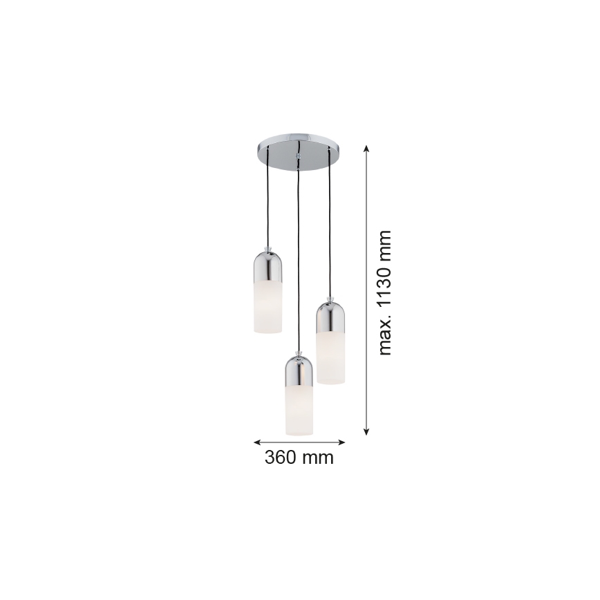 Argon 1465 - Lühter BURGOS 3xE27/15W/230V läikiv kroom