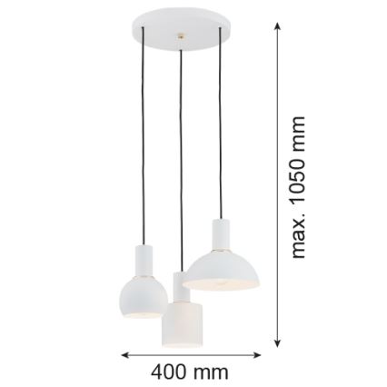 Argon 1468 - Lühter SINES 3xE27/15W/230V valge