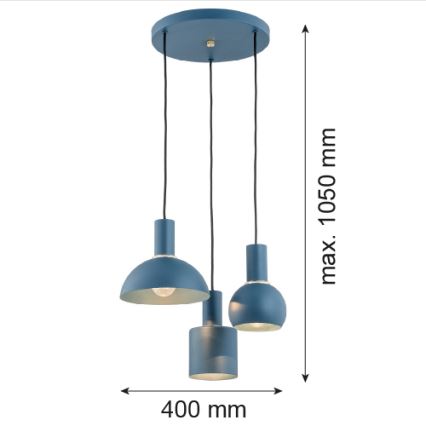 Argon 1471 - Lühter SINES 3xE27/15W/230V sinine