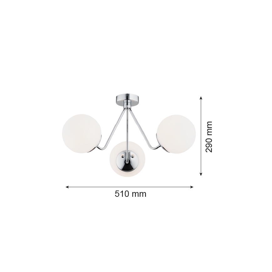 Argon 1477 - Pinnale kinnitatav lühter TOMAR 3xE27/15W/230V läikiv kroom