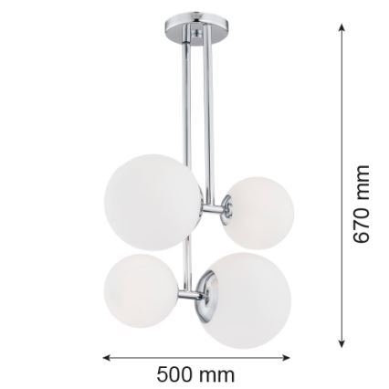 Argon 1646 - Lühter ASPEN 4xE27/15W/230V läikiv kroom