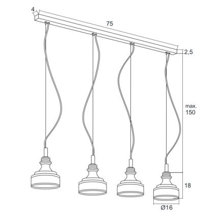 Argon 1650 - LED Lühter TULUZA 4xLED/5W/230V