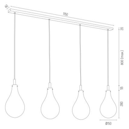 Argon 1741 - Lühter OAKLAND 4xG9/6W/230V