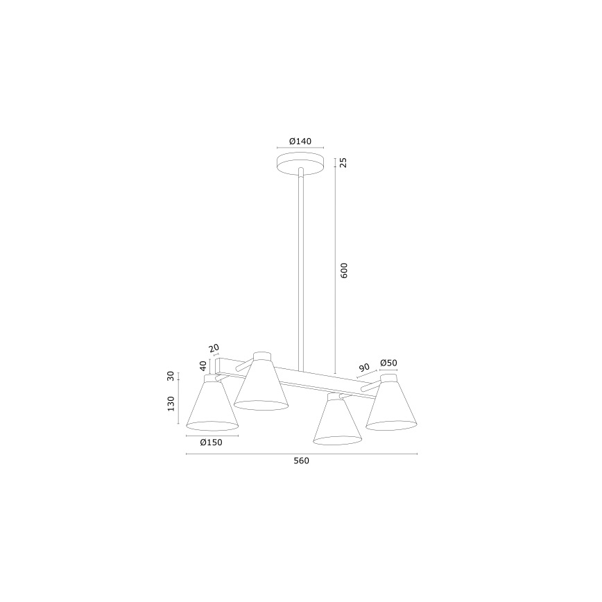 Argon 1774 - Lühter AVALONE 4xE27/15W/230V must/kuldne