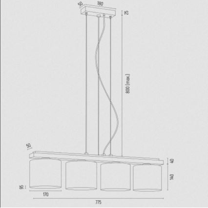 Argon 1814 - Lühter CANOA 4xE27/15W/230V must