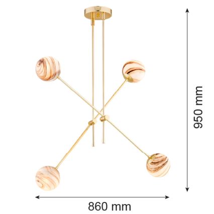 Argon 1840 - Ripplühter ABSOS 4xE14/7W/230V alabaster kuldne