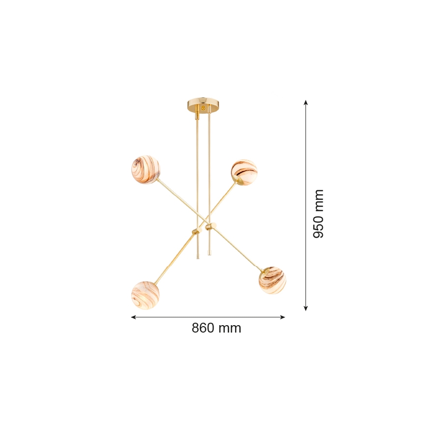Argon 1840 - Ripplühter ABSOS 4xE14/7W/230V alabaster kuldne