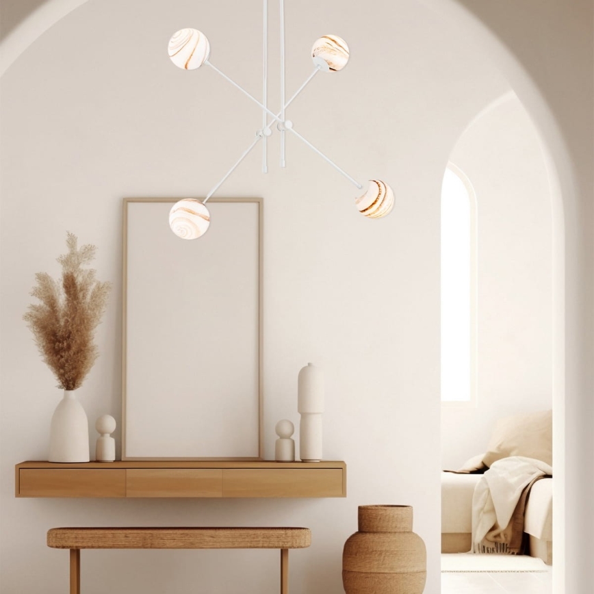 Argon 1841 - Ripplühter ABSOS 4xE14/7W/230V alabaster valge