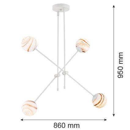 Argon 1841 - Ripplühter ABSOS 4xE14/7W/230V alabaster valge