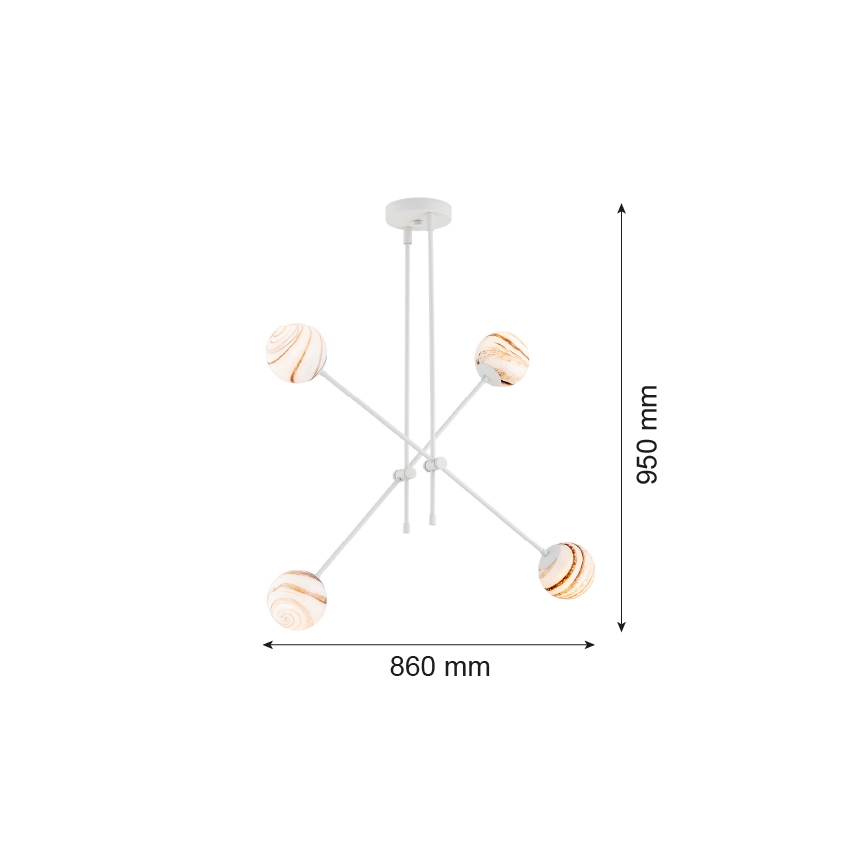 Argon 1841 - Ripplühter ABSOS 4xE14/7W/230V alabaster valge