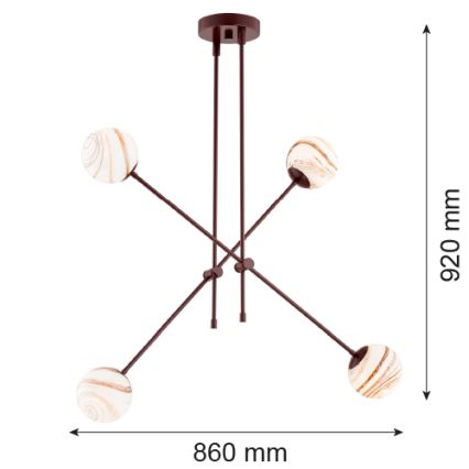 Argon 1842 - Ripplühter ABSOS 4xE14/7W/230V alabaster pruun