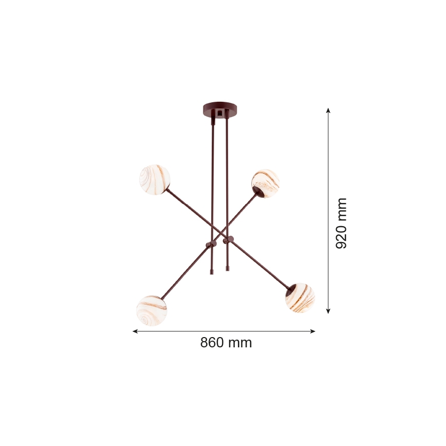 Argon 1842 - Ripplühter ABSOS 4xE14/7W/230V alabaster pruun