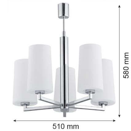 Argon 2053 - Lühter CAMELOT 5xE27/15W/230V läikiv kroom