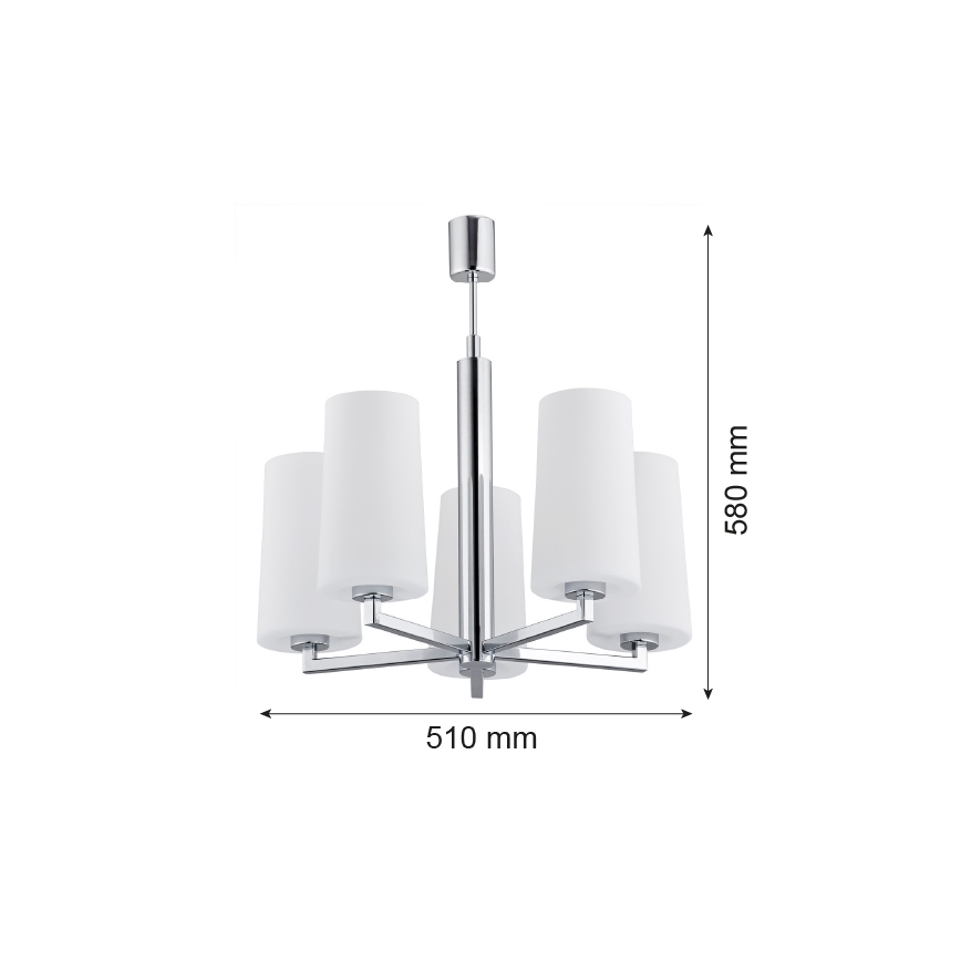 Argon 2053 - Lühter CAMELOT 5xE27/15W/230V läikiv kroom