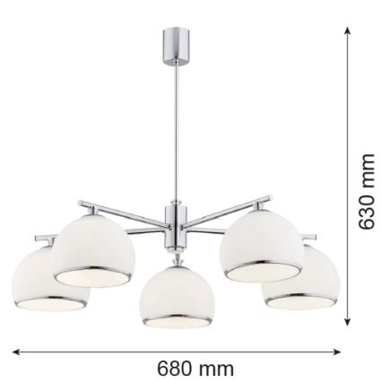 Argon 2087 - Ripplühter MARBELLA 5xE27/15W/230V läikiv kroom