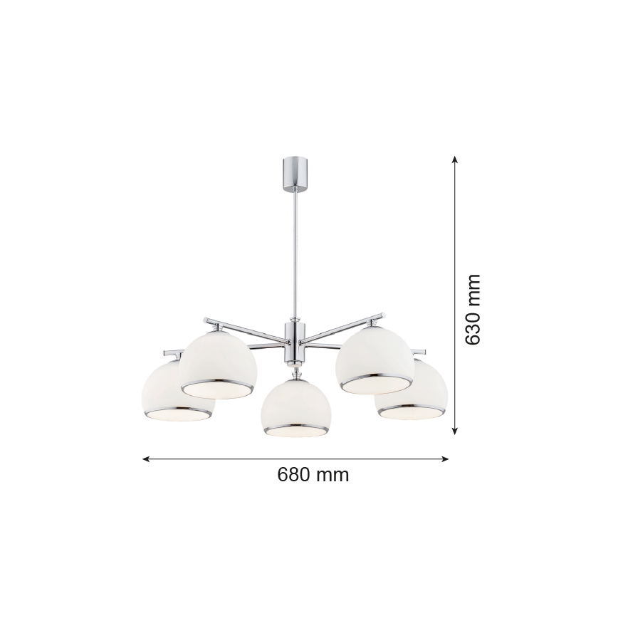 Argon 2087 - Ripplühter MARBELLA 5xE27/15W/230V läikiv kroom