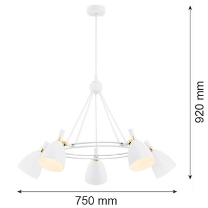 Argon 2117 - Lühter CHARLOTTE 5xE27/15W/230V valge/kuldne