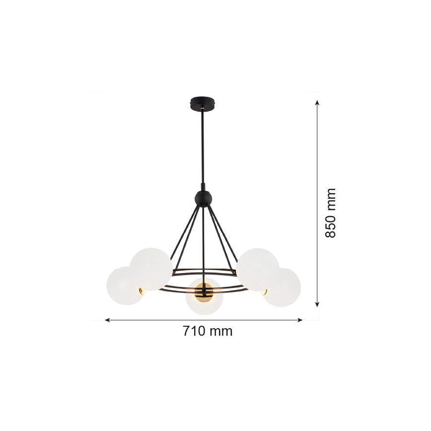 Argon 2119 - Lühter AMALFI 5xE27/15W/230V must/valge