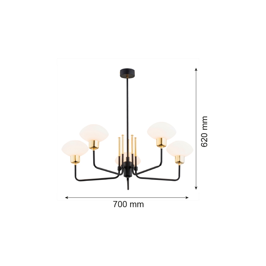 Argon 2128 - Lühter RAVELLO 5xE14/15W/230V must/kuldne