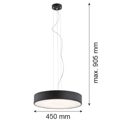 Argon 3352 - Lühter DARLING 1xLED/35W/230V d. 45 cm must