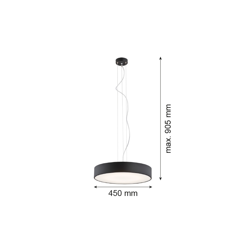 Argon 3352 - Lühter DARLING 1xLED/35W/230V d. 45 cm must