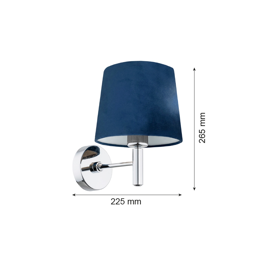 Argon 3908 - Seinavalgusti BOLZANO 1xE27/15W/230V sinine/läikiv kroom