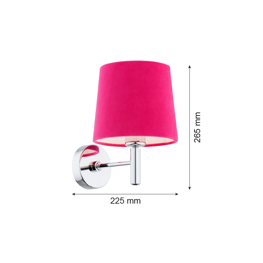 Argon 3909 - Seinavalgusti BOLZANO 1xE27/15W/230V roosa/läikiv kroom