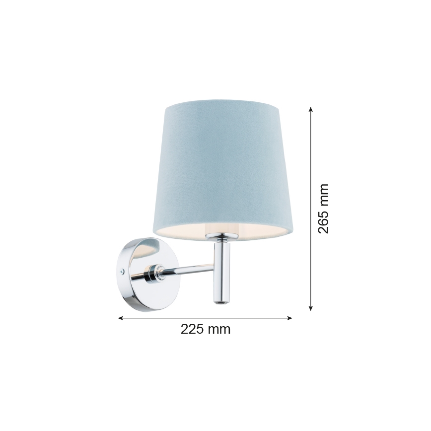 Argon 3910 - Seinavalgusti BOLZANO 1xE27/15W/230V sinine/läikiv kroom