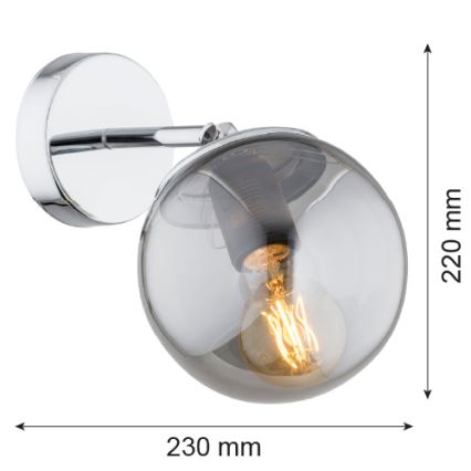 Argon 3989 - Seinavalgusti SATELITE 1xE27/15W/230V läikiv kroom/hall