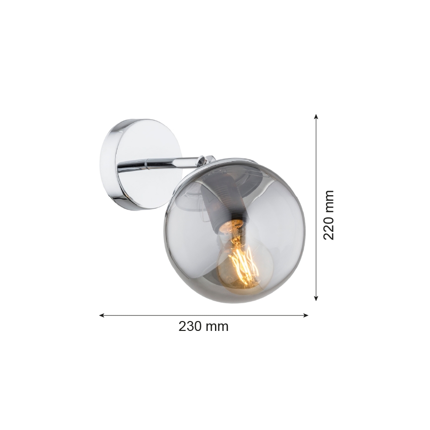 Argon 3989 - Seinavalgusti SATELITE 1xE27/15W/230V läikiv kroom/hall