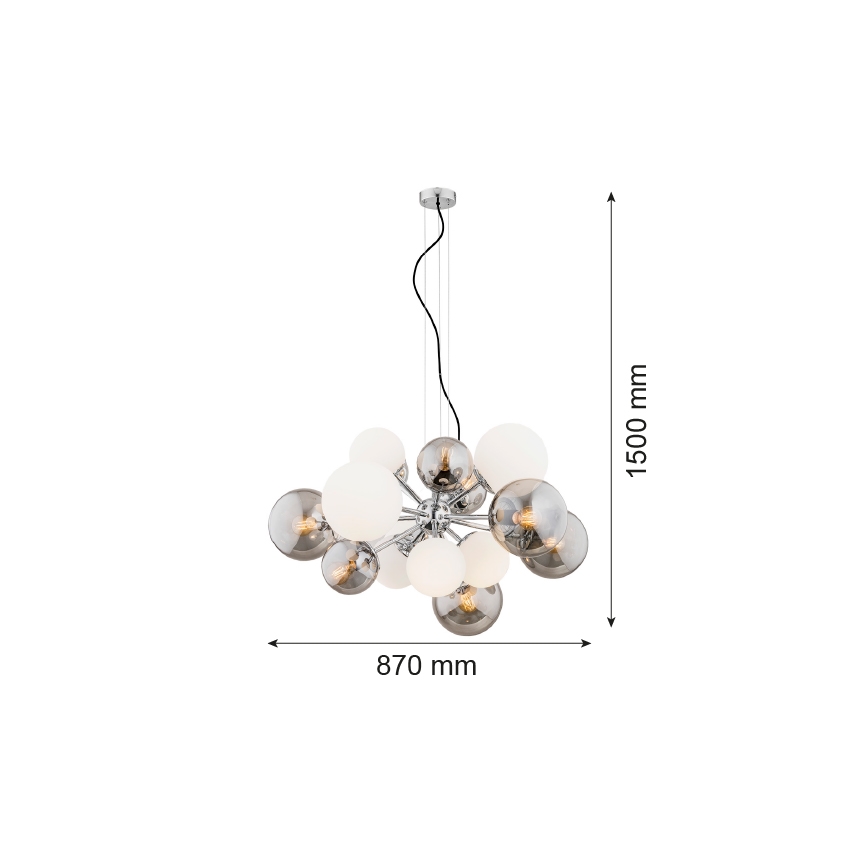 Argon 5020 - Lühter SATELITE 15xE27/15W/230V läikiv kroom/valge