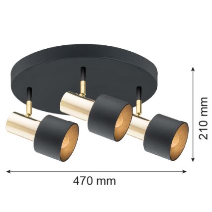 Argon 6006 - Kohtvalgusti DORIA 3xE27/15W/230V must/messing