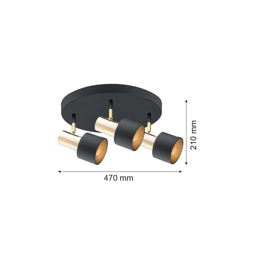 Argon 6006 - Kohtvalgusti DORIA 3xE27/15W/230V must/messing