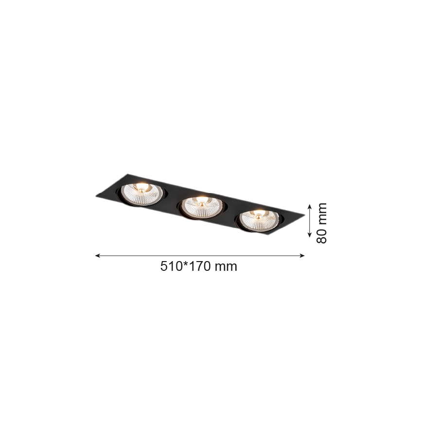 Argon 6116 - Süvistatav valgusti OLIMP 3xGU10-AR111/12W/230V must