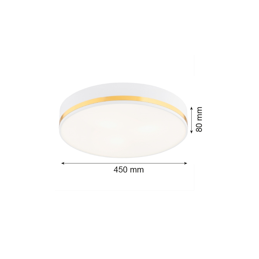 Argon 6138 - Laevalgusti AMORE 3xE27/15W/230V diameeter 45 cm valge/kuldne