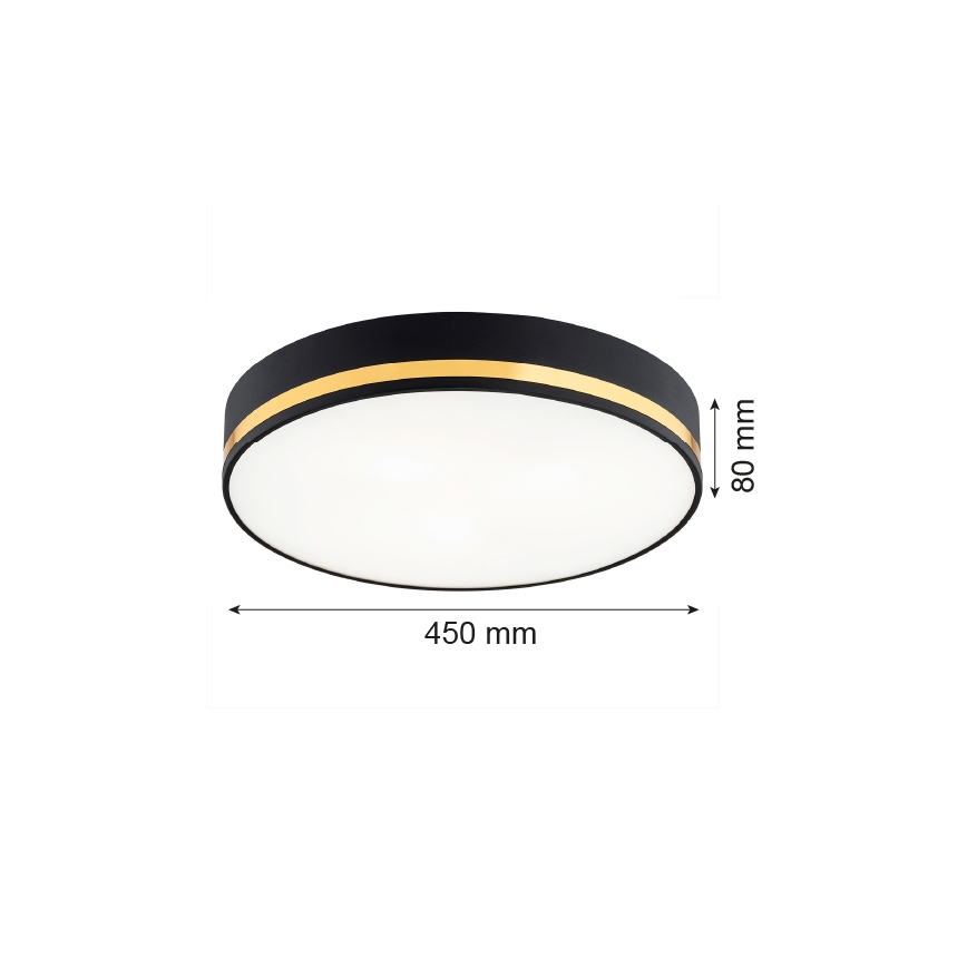 Argon 6141 - Laevalgusti AMORE 3xE27/15W/230V diameeter 45 cm must/kuldne