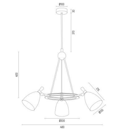 Argon 6148 - Lühter CHARLOTTE 3xE27/15W/230V valge/kuldne