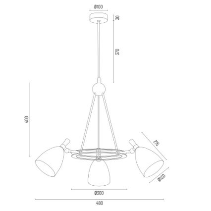 Argon 6149 - Lühter CHARLOTTE 3xE27/15W/230V must/kuldne