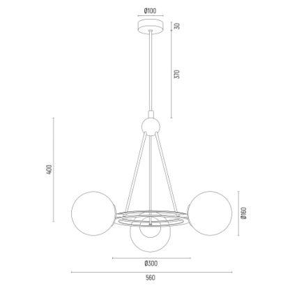 Argon 6150 - Lühter AMALFI 3xE27/15W/230V must/valge