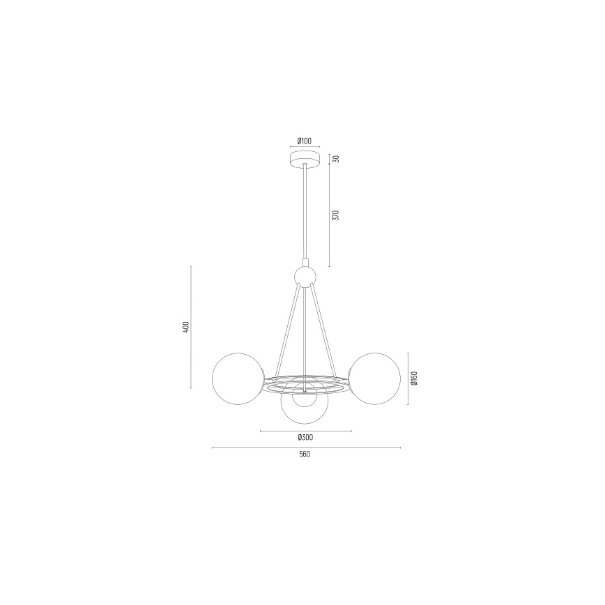 Argon 6150 - Lühter AMALFI 3xE27/15W/230V must/valge