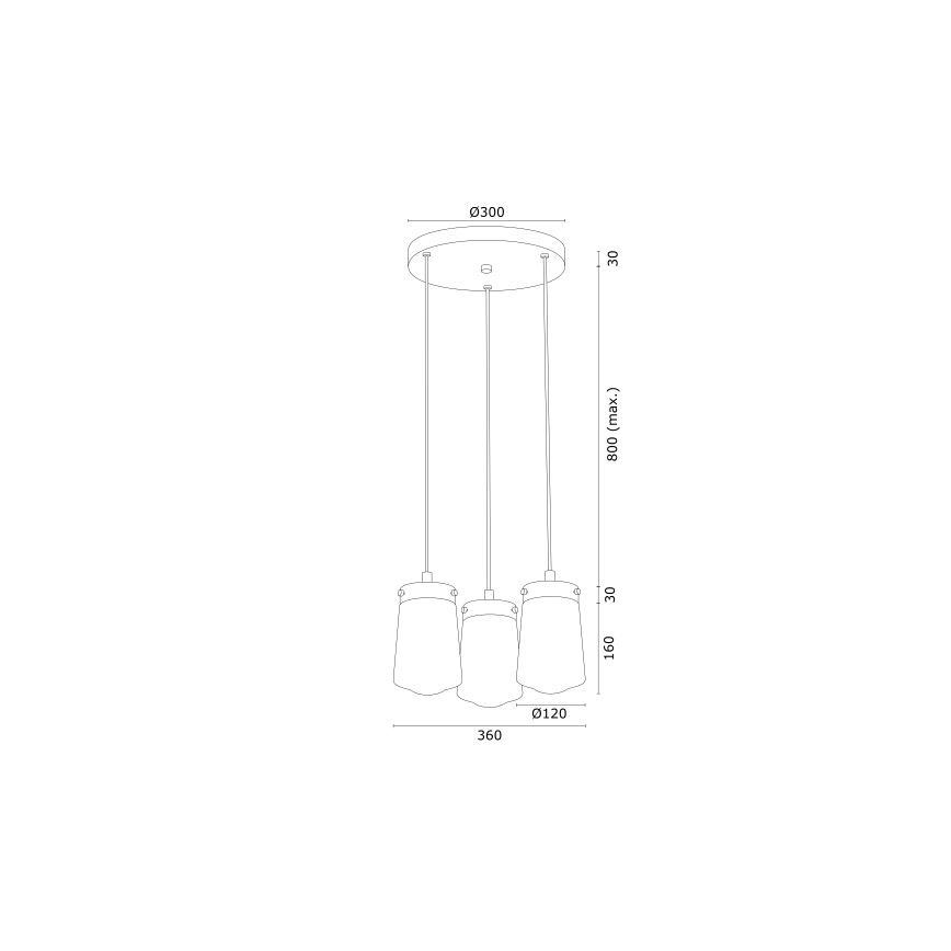 Argon 6164 - Lühter PASADENA 3xE27/15W/230V kuldne/valge