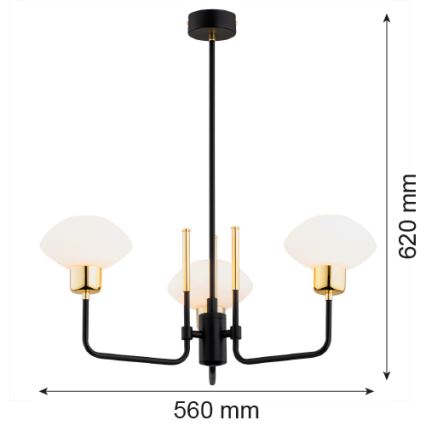 Argon 6166 - Lühter RAVELLO 3xE14/15W/230V must/kuldne