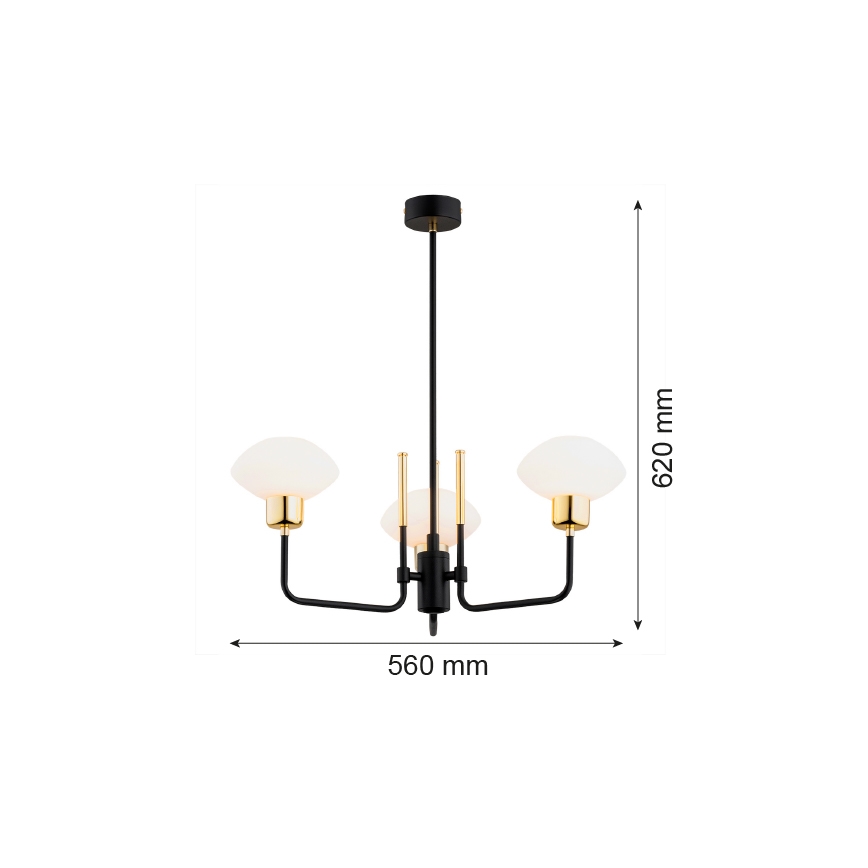 Argon 6166 - Lühter RAVELLO 3xE14/15W/230V must/kuldne