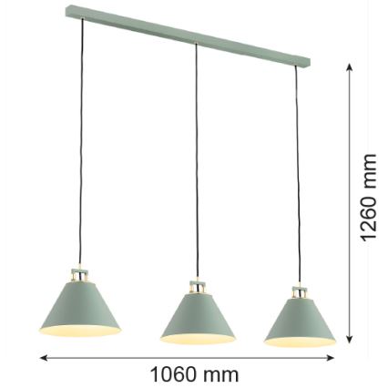 Argon 6177 - Lühter ORTE 3xE27/15W/230V roheline