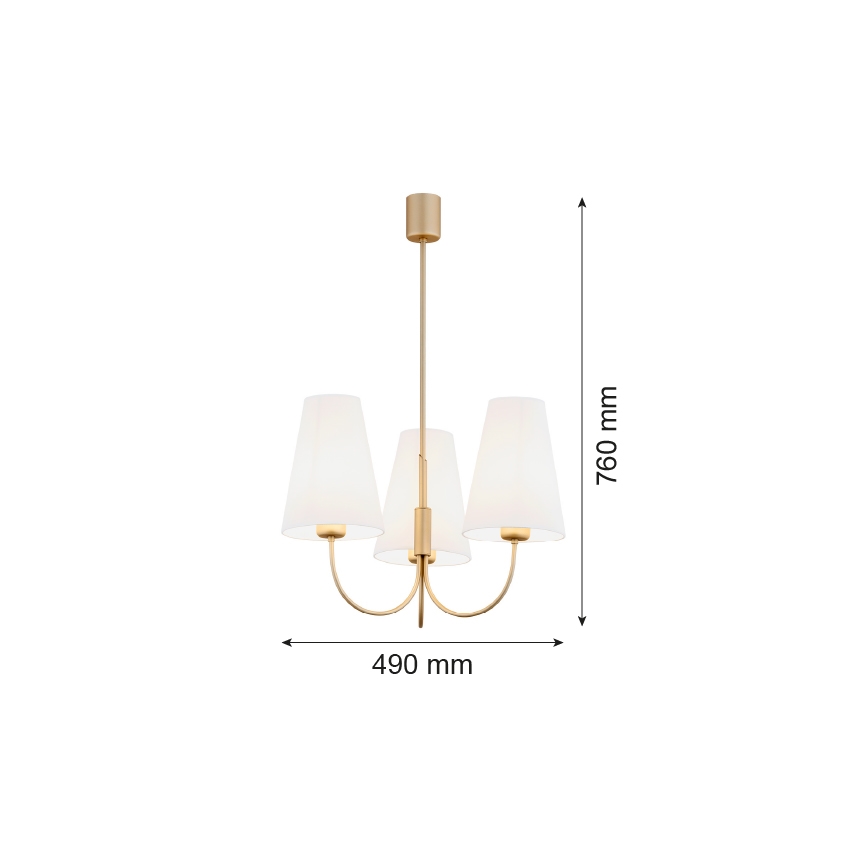 Argon 6267 - Ripplühter SAFIANO 3xE27/15W/230V kuldne